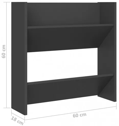 vidaXL Nástenné skrinky na topánky 4 ks sivé 60x18x60 cm drevotrieska-