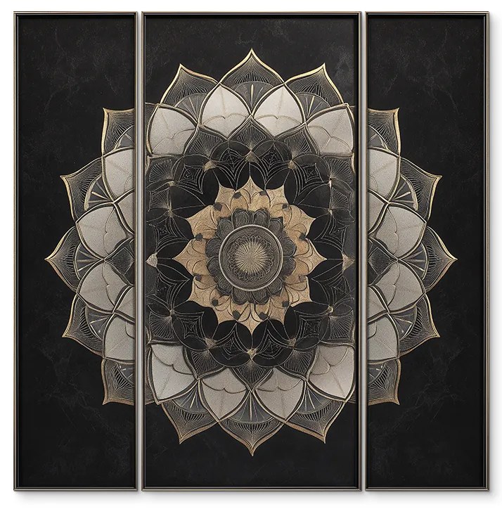 drevko | Trojdielna mandala Energia stredu 70 x 70 cm
