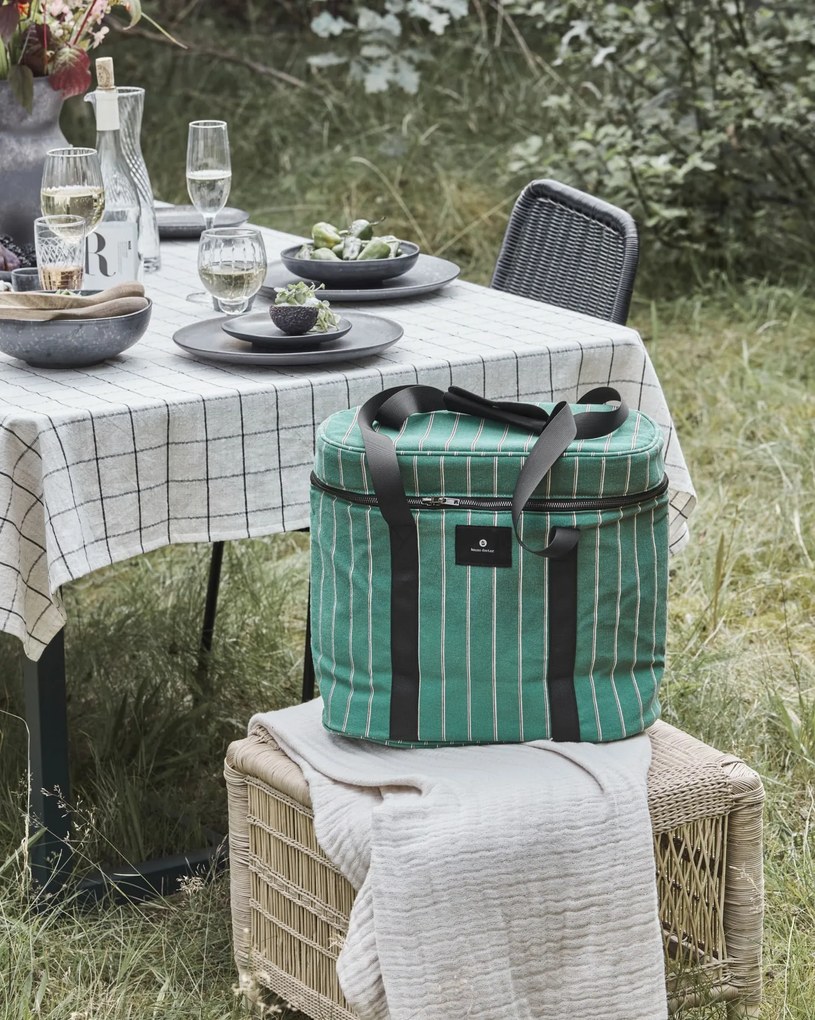 House Doctor Bavlnený obrus Join Black/Off-white 150 × 150 cm