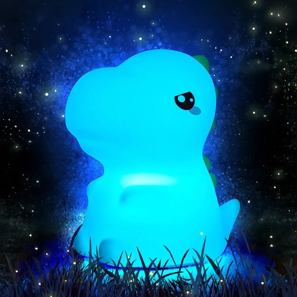 Detská stolná LED lampa Dino biela