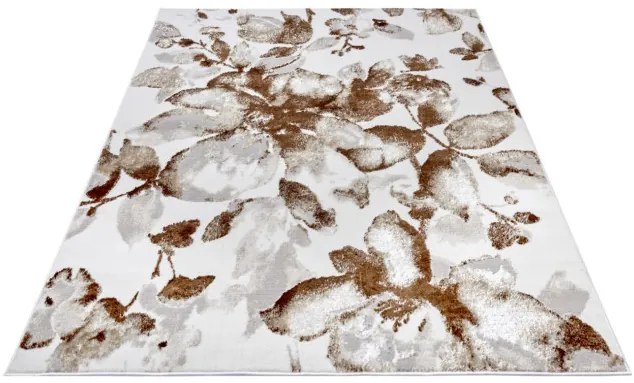 Koberec Hanse Home Shine Floral biely / hnedý