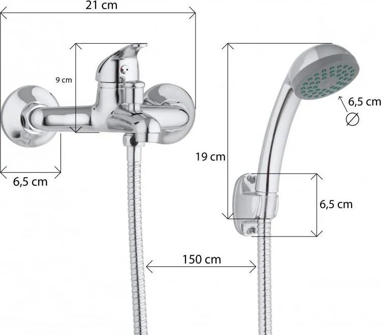 Vaňová batéria TOMÁŠ so sprchou - chrómová