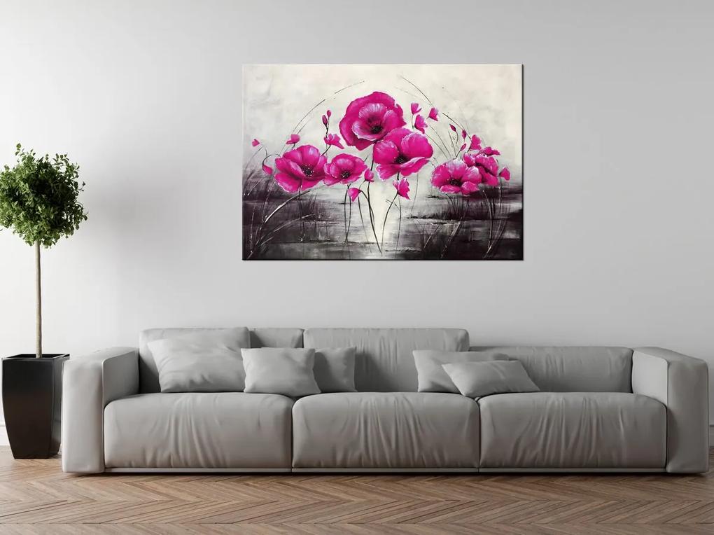 Gario Ručne maľovaný obraz Ružové Vlčie maky Rozmery: 100 x 70 cm