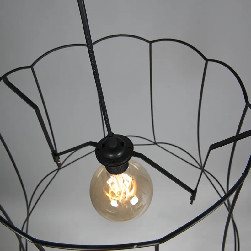 Sada 2 retro závesných svietidiel čiernych 50 cm - Granny Frame