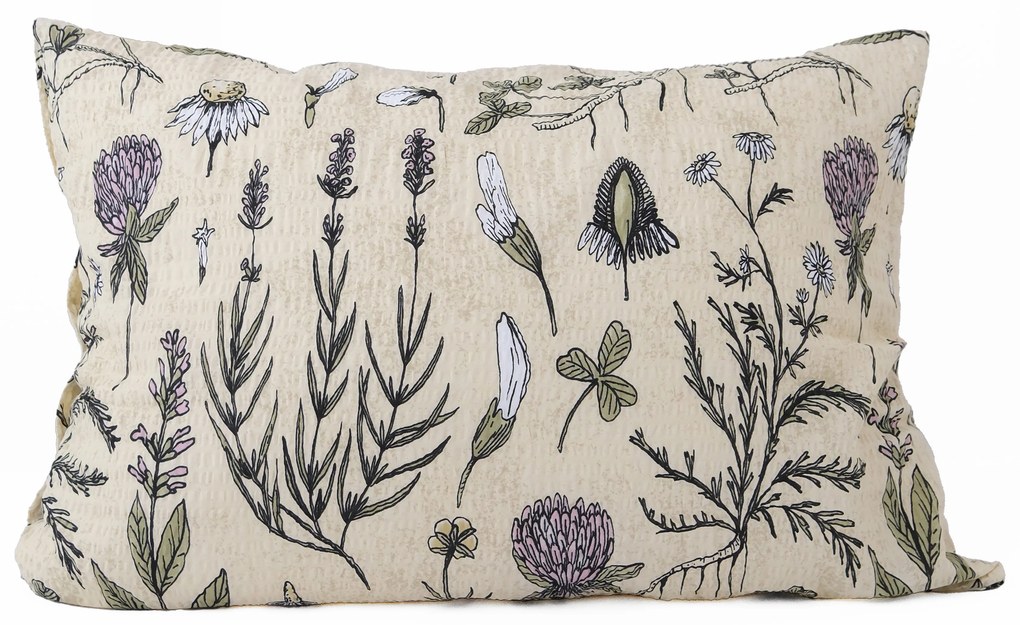 Krepová obliečka na vankúš Renforcé 50 × 70 cm - Herbár béžový