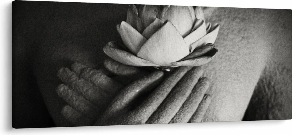 Obraz - Lotos v rukách Budhu (120x50 cm)
