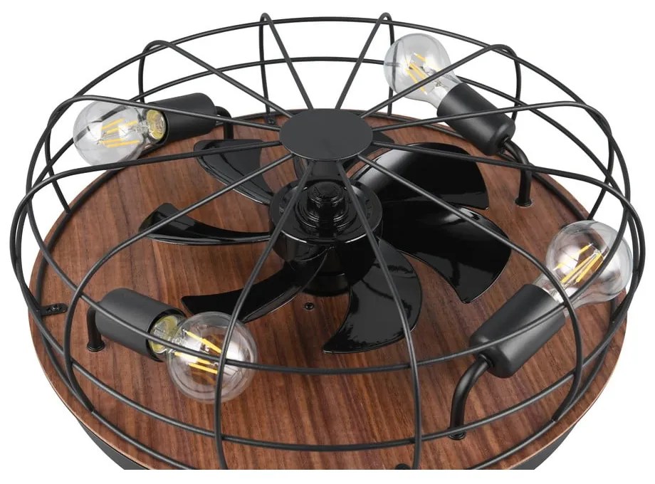 Matne čierne/hnedé stropné svietidlo na diaľkové ovládanie/s ventilátorom Trondheim – Reality