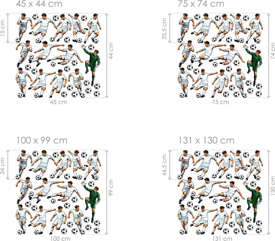 Sada futbalistov, farba podľa želania futbalové nálepky na stenu list 45 x 44 cm
