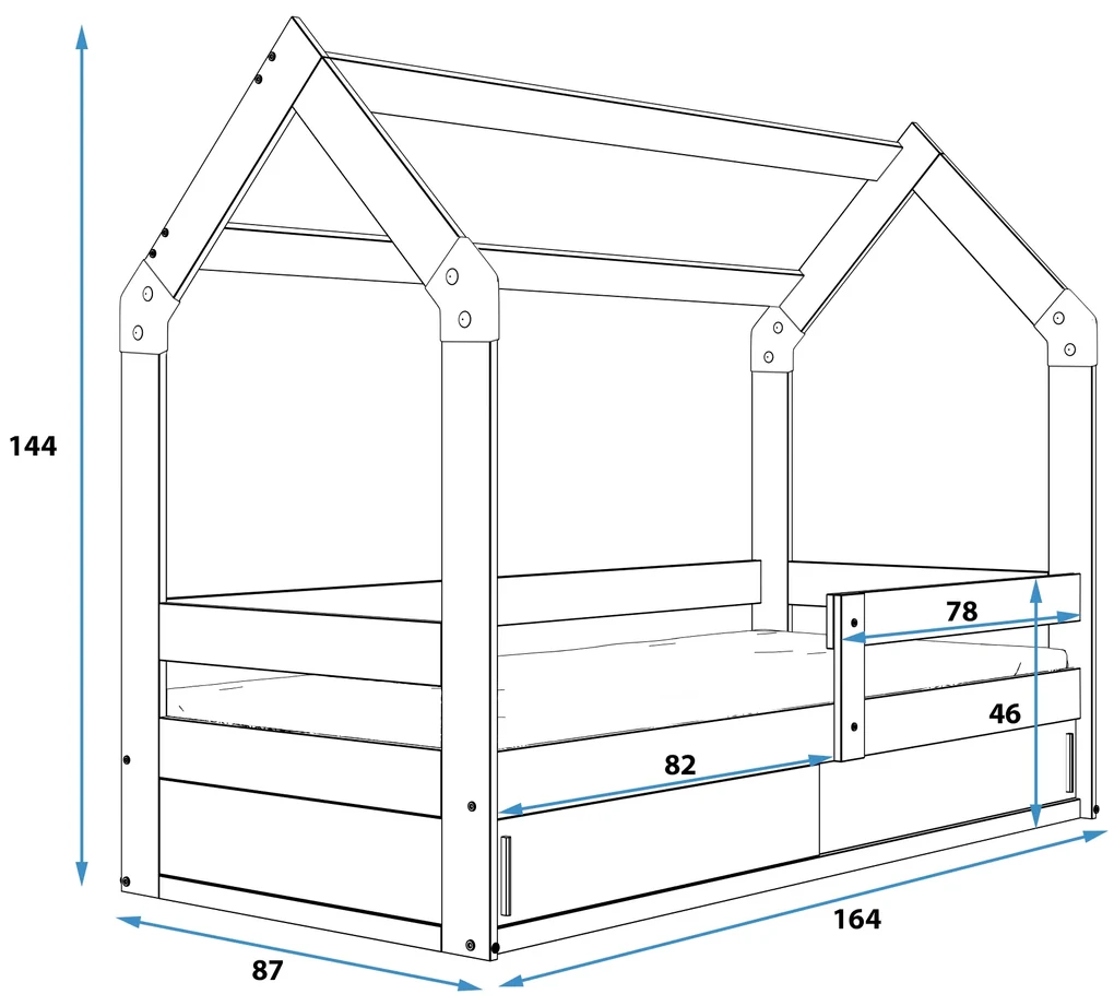 Domčeková posteľ DOMČEK 160x80 Borovica - Biela