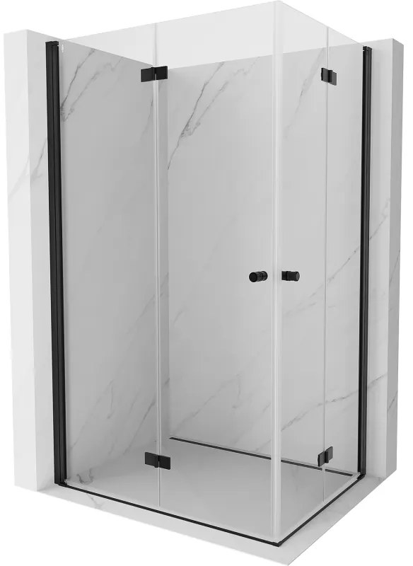 Mexen Mist-F Duo, skladací sprchový kút 95 x 70 cm, číre sklo, čierny profil, 8A6-095L-070P-70-00