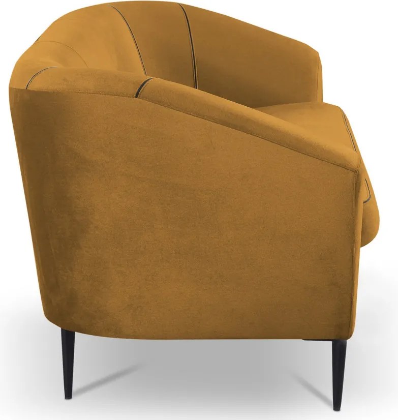 Trojmiestna pohovka Olivio, horčicovo žltá zamatová látka