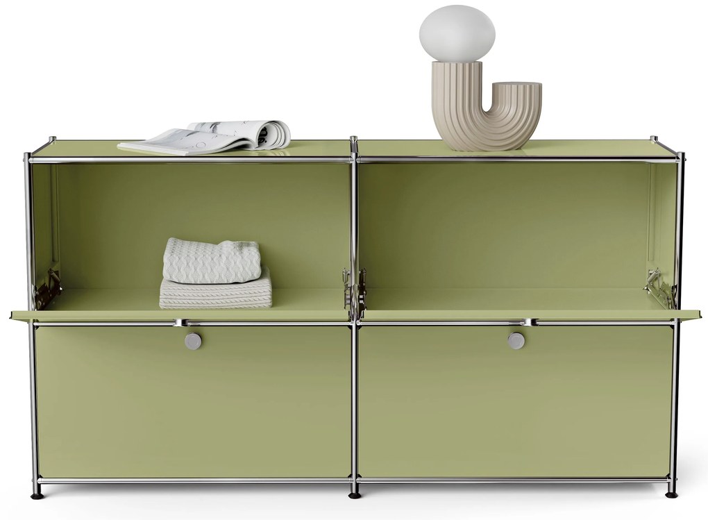 Vysoký kovový regál »CN3« so 4 výklopnými priečinkami, pistáciový