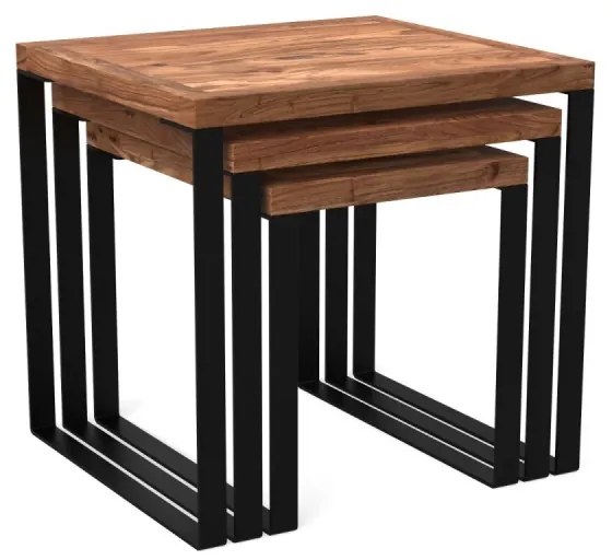 furniture-nabytek.cz - Sada 3 masívnych konferenčných stolíkov Sydney z akácie, lakovaných, hnedých