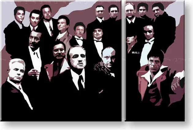 Ručne maľovaný POP Art obraz The Mafia Family  family2