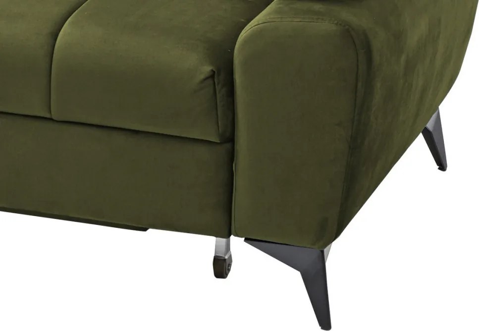 Rohová sedacia súprava Paris, machová zelená látka, ľavý roh