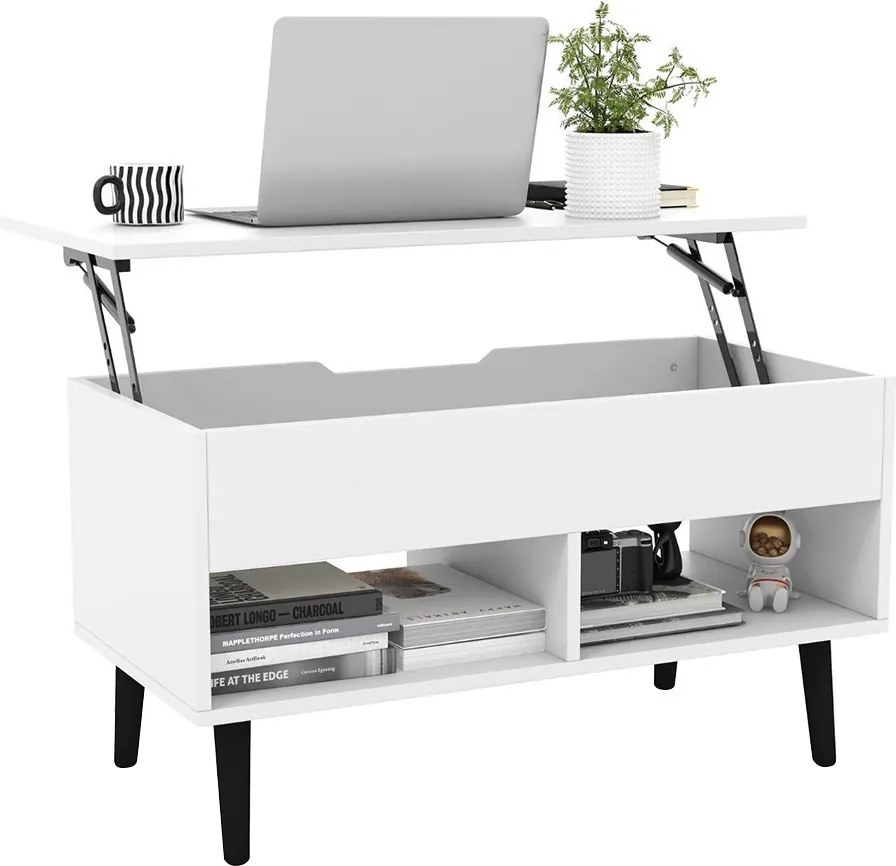 Konferenčný stolík s výsuvným vrchom, biely