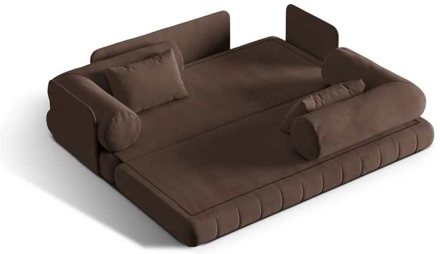 Hnedá zamatová rozkladacia pohovka 206 cm Kemi – Cosmopolitan Design