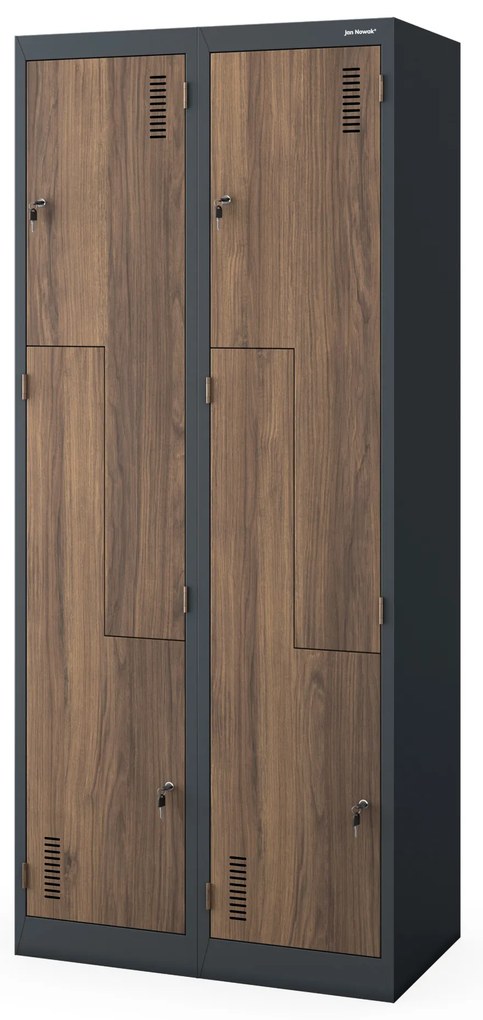 Kovová skriňa JULIA, 800 x 1850 x 450 mm, Eco Design: antracitový/ orech