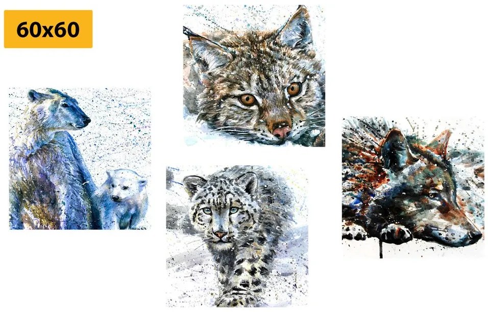Set obrazov zvieratá v zaujímavom akvarelovom prevedení