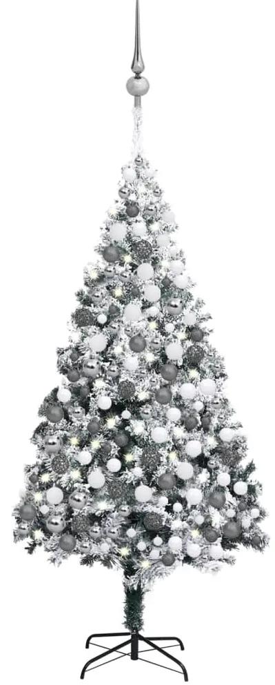Umelý vianočný stromček LED, súprava gulí a sneh zelený 300 cm 3077890