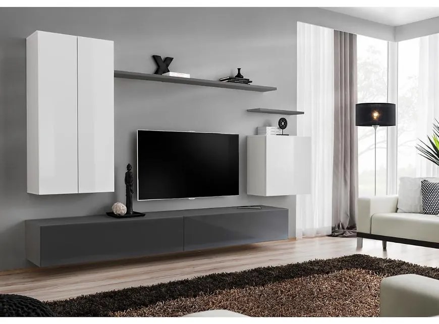 Obývacia stena Switch II Biely/Grafit