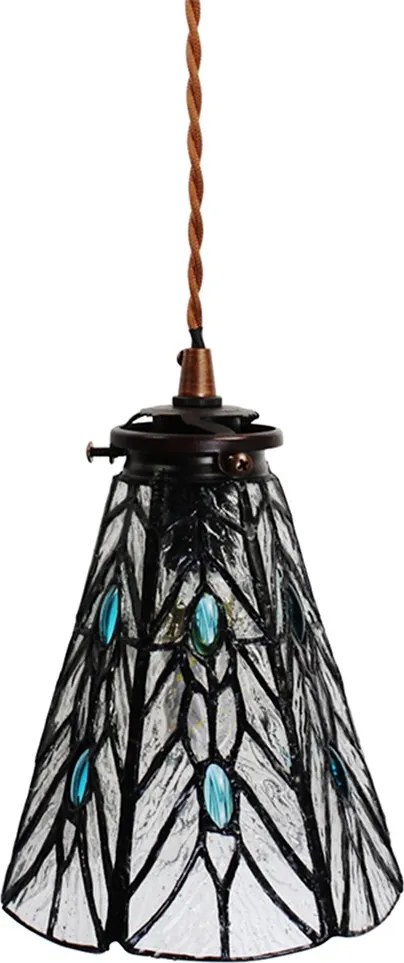 Závesná Tiffany lampa modré kamienky BlueEye - Ø 15*115 cm E14/max 1*25W