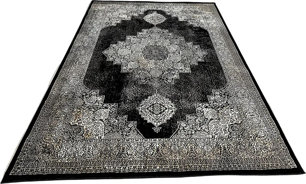 HU Čierny orientálny koberec Glamour 27216-Siyach Rozmer: 160x230 cm