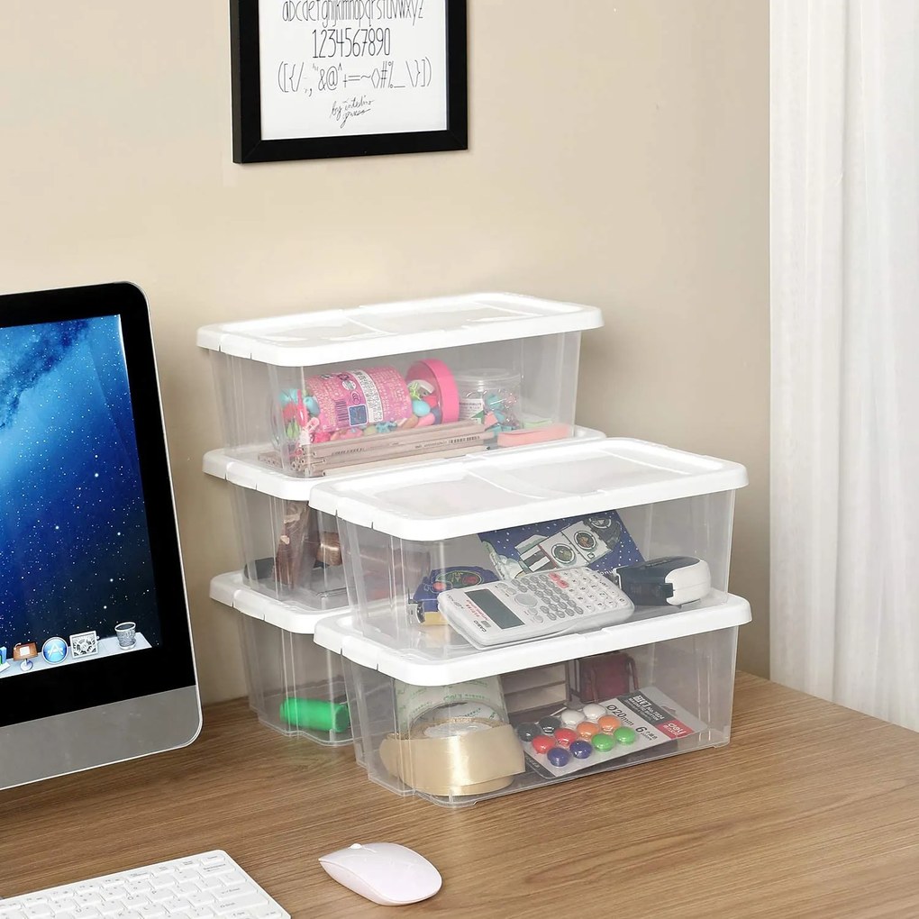 12 úložných boxov, plastový box na topánky, transparentné
