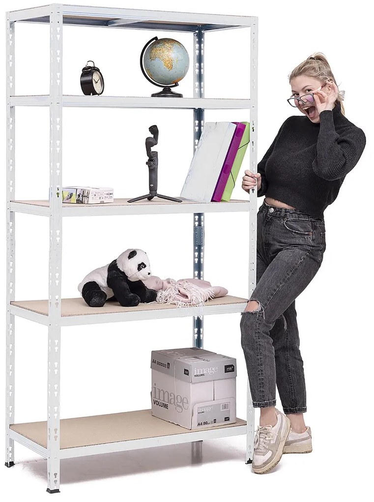 SUPER EKO HIT - Policový regál Trestles RNDU-KUI 1800x900x500, nosnosť 875 kg, 5 políc, biely