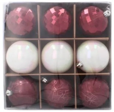Vianočné gule 9ks 8cm Burgundy