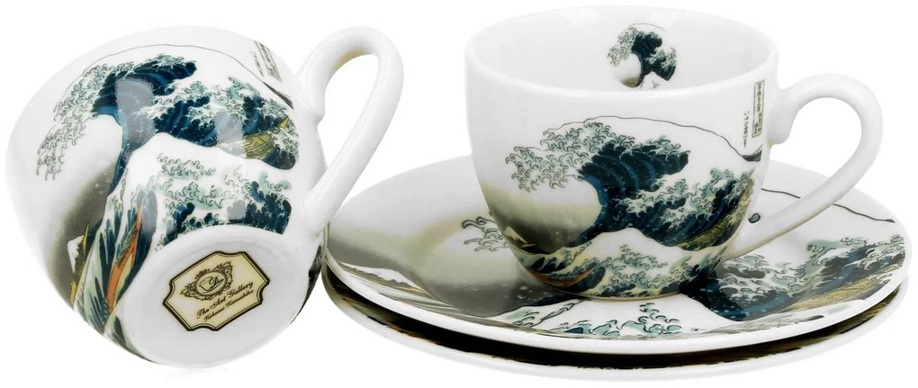 Duo Porcelánová šálka s podšálkou Hokusai The Great Wave 90 ml sada 2ks