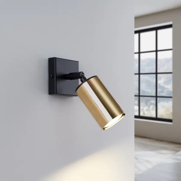 Sollux SL.1382 - Nástenné bodové svietidlo WINX 1xGU10/10W/230V čierna/zlatá