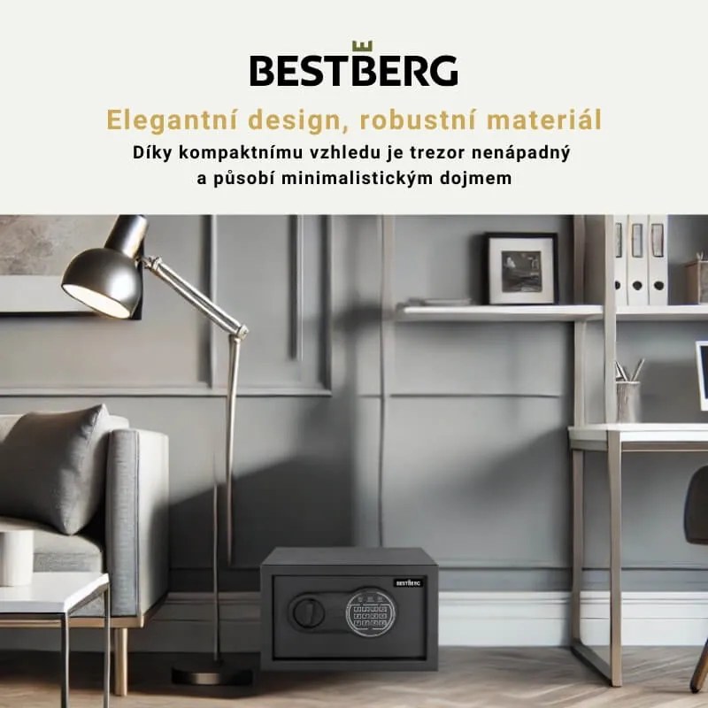 Digitálny trezor BestBerg BBSB-1C / 20 x 31 x 20 cm / čierny