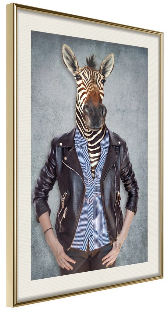 Artgeist Plagát - Zebra Ewa [Poster] Veľkosť: 20x30, Verzia: Čierny rám s passe-partout