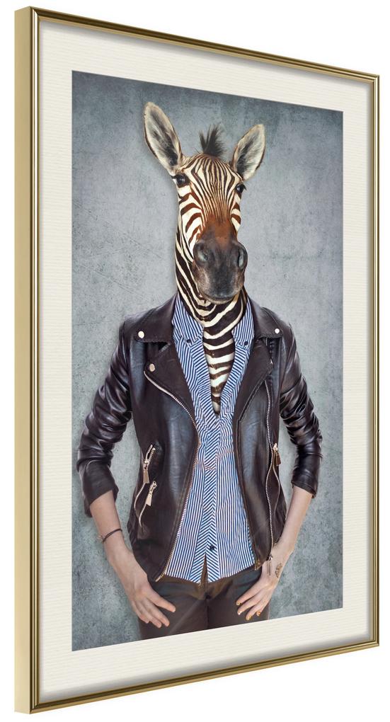 Artgeist Plagát - Zebra Ewa [Poster] Veľkosť: 30x45, Verzia: Čierny rám s passe-partout
