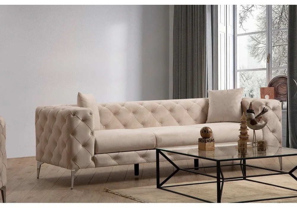 Béžová zamatová pohovka 237 cm Como – Artie