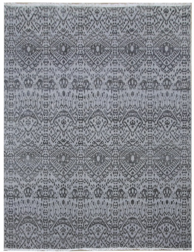 Diamond Carpets India, Ručne viazaný kusový koberec Diamond DC-EKT L silver / black, 120x170, šedá, chodba / predsieň