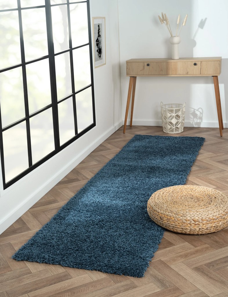 My Flair, Behúň My Shaggy dunkelblau, 80x250, modrá, chodba / predsieň