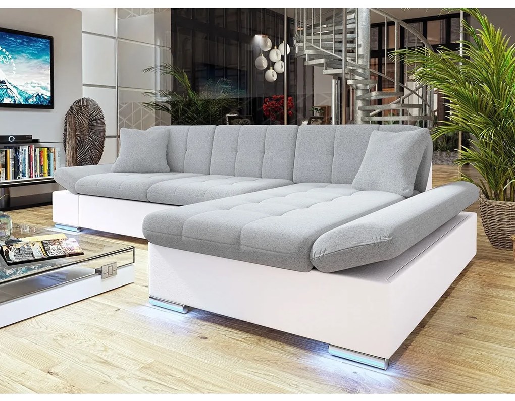 Rohová sedačka Laviva LED, Dostupné poťahy: ekokoža Soft 011 + Bristol 2460, Strana: ľavá