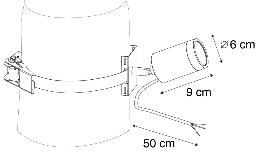 Vonkajší reflektor čierny na strom GU10 50 mm otočný a naklápací IP65 - Solo