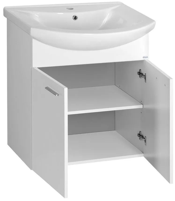 Aqualine Aqualine, ZOJA umývadlová skrinka 61,5x74x32,5cm, 2x dvierka, biela, 51063