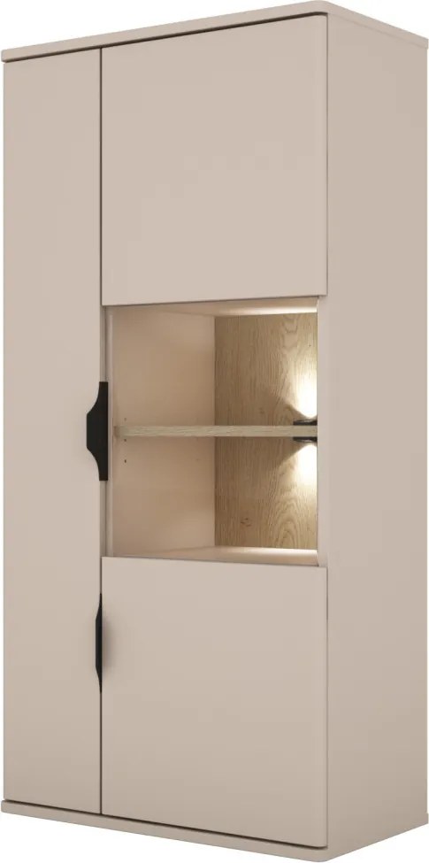 Závesná vitrína Avola, béžová kašmír/dub cremona