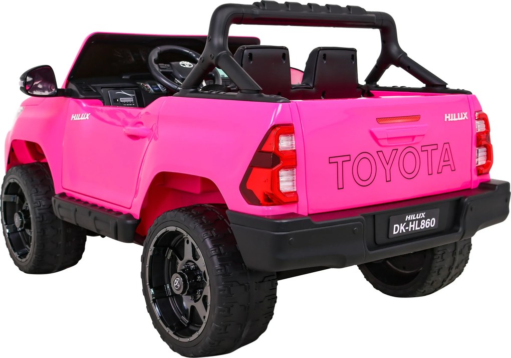 Ramiz Toyota Hilux na batérie pre deti, ružový pickup + pohon 4x4 + diaľkové ovládanie
