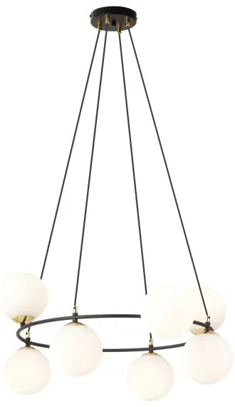 Luster na lanku AZURA 8xE14/10W/230V čierna/biela