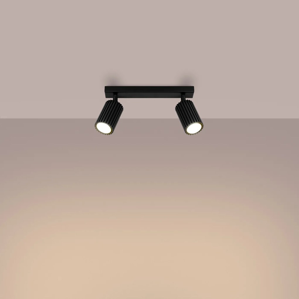 Bodové svietidlo Karbon, 2x čierne kovové tienidlo, (možnosť polohovania)