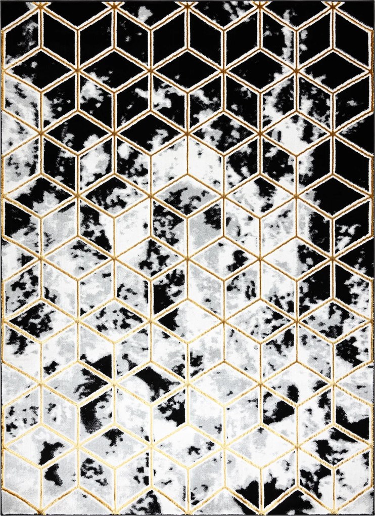 Dywany Łuszczów, Kusový koberec Allure 1966 black/gold, 120x170, žltá, kancelária