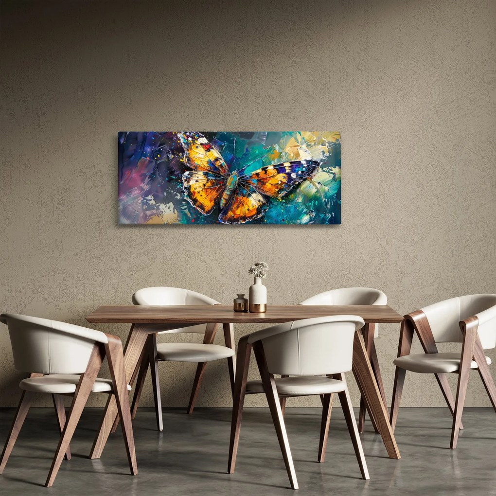Obraz - Motýľ, olejomaľba (120x50 cm)