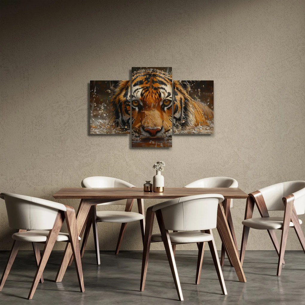 Obraz - Portrét tigra vo vode (90x60 cm)