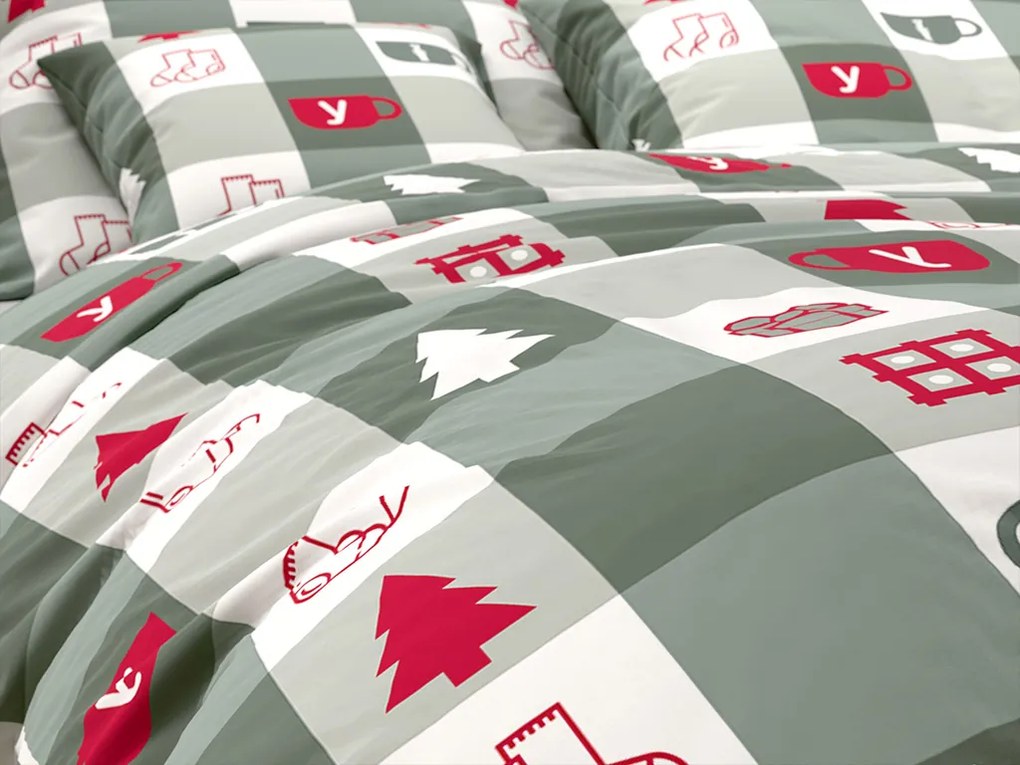 Bavlnené obliečky CHRISTMAS SOCKS zelené Rozmer obliečky: 70 x 90 cm | 140 x 220 cm