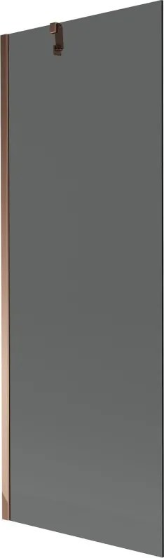 Mexen Next, vaňová zástena 1-krídlová 70 x 150 cm, fixné krídlo, 6 mm šedé sklo, ružové zlato profil, 895-070-000-00-40-60